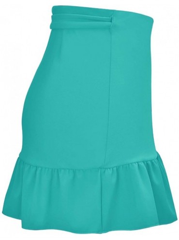 Cover-Ups Women's Ruffle Sarongs Beach Wrap Swimwear Bikini Tankini Cover Up Swim Skirts Swimdress - Solid Mint Green - CG18Q...