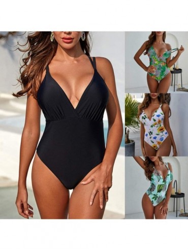 Sets Bathing Suits for Women Sexy Vintage Floral Halter Push Up Bra Cheeky Bikini Tankini Monokini Beachwear Swimwear Green -...