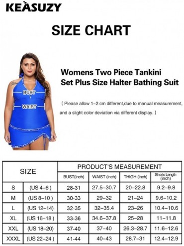 Sets Womens Plus Size Swimsuit Halter Tankini Top and Skort Bottom Set Bathing Suits - Black&white - C118SN45K9N $21.25