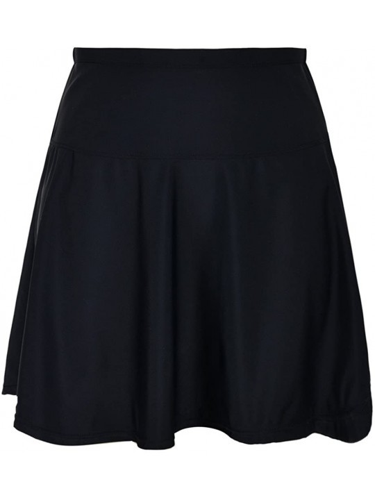 Tankinis Women's High Waisted Swim Bottom Athletic Swimsuits Tankini Skirt with Panty - Black - CK18DAWIC9D $24.73