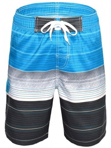 Trunks Men's Quick Dry Swim Trunks Beach Shorts with Mesh Lining - Blue&gray - C218QYG5GZ0 $39.09