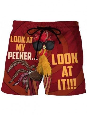 Board Shorts Men's Swim Trunks Summer Holiday Drawstring Shorts Cock Printed Beach Work Pants Trouser-Look at My Pecker - Red...