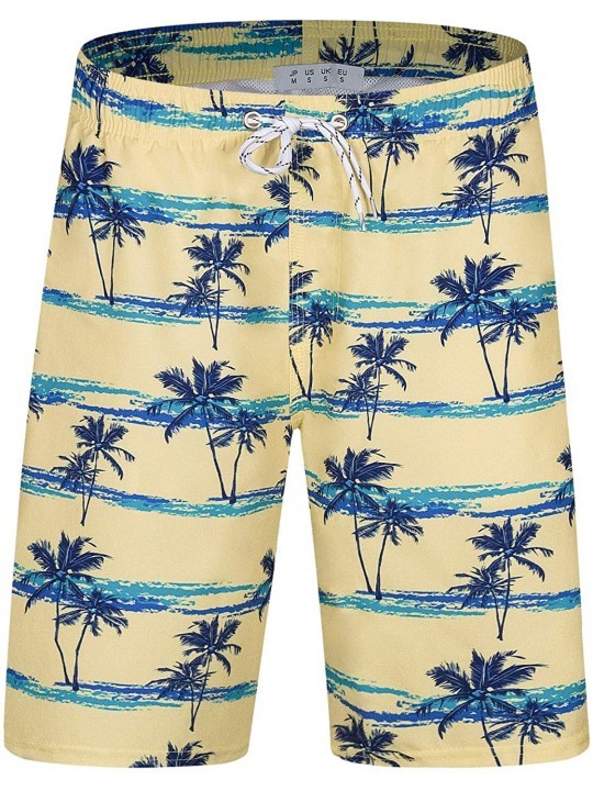 Board Shorts Men's Swim Trunks Quick Dry Board Shorts Beach Holiday Bathing Suit Print Swimwear - 01 Yellow - CA198UIWRN8 $19.22
