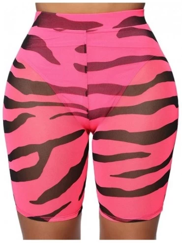 Bottoms Women Sexy Perspective Mesh Sheer Swim Shorts Pants Bikini Bottom Cover up - D-pink - CQ18WG4GSRS $21.10