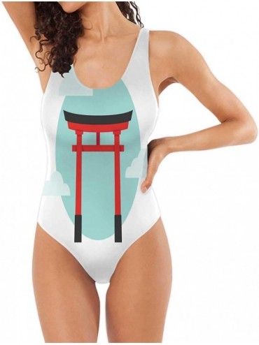 One-Pieces Flat 3D Isometric House Interior House Women One Piece Swimsuit Swimwear for Surfing Isometric Projection S Multi ...