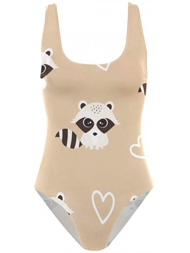 One-Pieces Animal Cute Raccoon Tankini Swimwear for Women One Piece Bathing Suit Tummy Control Backless Swimsuit Girl - CT18Q...