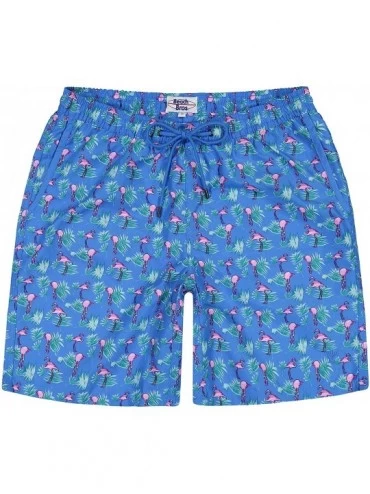 Trunks Men's Swim Trunks Quick Dry Bathing Suit w Elastic Waistband Pockets - Flamingo Cobolt Blue - C8196WXUOMX $32.53