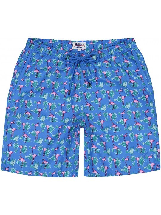 Trunks Men's Swim Trunks Quick Dry Bathing Suit w Elastic Waistband Pockets - Flamingo Cobolt Blue - C8196WXUOMX $15.15