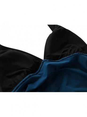 Tops Women's Tankini Swimsuits Top V Neck Halter Swimwear Ruffle Swim Top - Aquamarine Blue - CX18S6NTEY4 $17.57