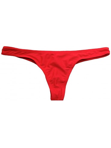 Tankinis Women's Sexy Bikini Thong Bottom Ruched Brazilian Beachwear Cheeky Swimwear - Z-red - CX18TY75MX5 $9.79