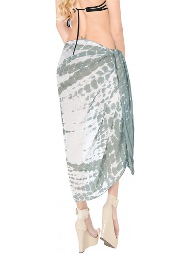 Cover-Ups Women's One Size Boho Sarong Swimwear Cover Ups Beach Wrap Hand Tie Dye - Grey_x525 - C518HQM6MO4 $16.09