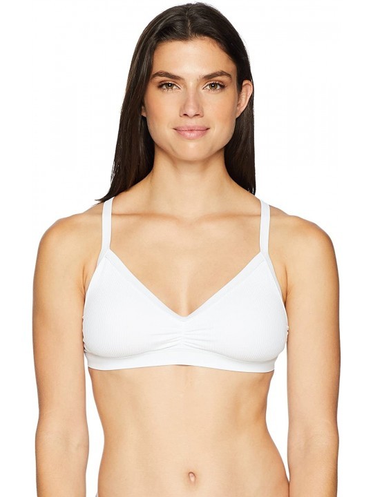 Tops Women's Drew D- DD- E- F Cup Bikini Top Swimsuit with Adjustable Tie Back - Ibiza Ribbed White - CD180720LUQ $48.86