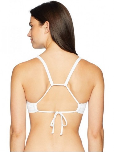 Tops Women's Drew D- DD- E- F Cup Bikini Top Swimsuit with Adjustable Tie Back - Ibiza Ribbed White - CD180720LUQ $48.86