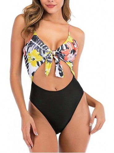 Racing Women One Piece Swimsuit Tummy Control Swimwear Beachwear Padded Push-up Bra Bikini Set Bathing Suits - 01 Yellow - CI...