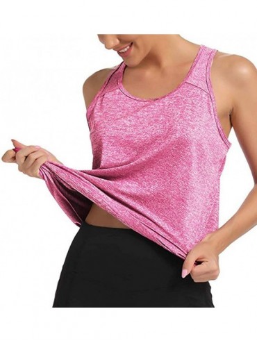 Rash Guards Workout Tank Tops for Women Gym Exercise Athletic Yoga Tops Racerback Sports Shirts - Pink - CR196UOSYXG $16.89