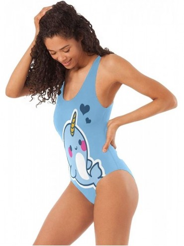One-Pieces Women's Adjustable Strap One Piece Butterfly Swan Phoenix Fairy Monokini Swimsuit - Cute Little Narwhal - CP18OW3T...