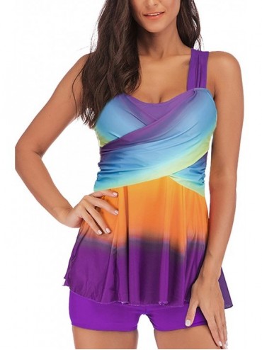 Tankinis 2020 Women's 2pcs Swimsuit High Waisted Ruffles Push up Halter Bikini Mermaid Costumes Set - Purple - CQ18QUA8R77 $2...