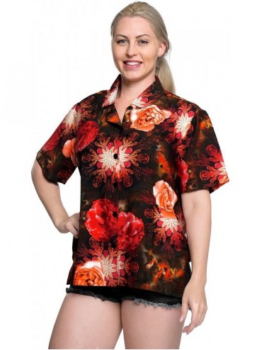 Cover-Ups Women Plus Size Outwear Regular Fit Hawaiian Shirts for Women Printed A - Spooky Red_x279 - C31820D059Q $34.00