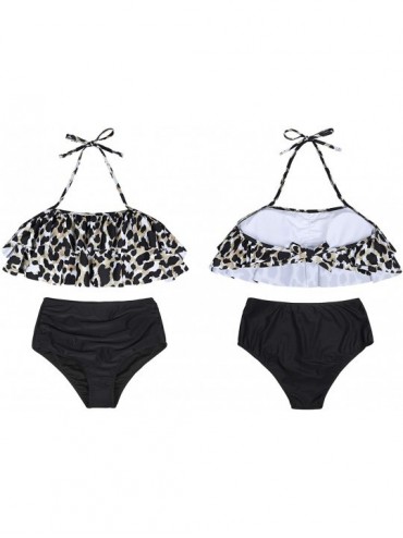 Sets Mommy and Me Family Matching Swimsuits Women Swimwear Bikini Set High Waisted Girls Bathing Suit Black Leopard 343 - CU1...