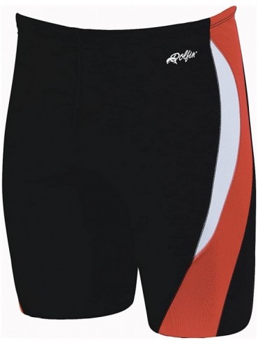Racing Men's Reliance Colorblock Jammer Swimsuit - Black/Red/White - C011EVK0KC5 $60.01