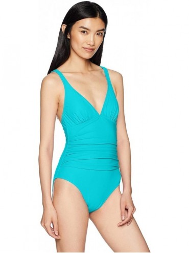 One-Pieces Women's Convertible V-Neck One Piece Swimsuit - Tutti Frutti Aqua - CB180WIZ36I $64.30