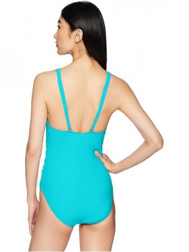 One-Pieces Women's Convertible V-Neck One Piece Swimsuit - Tutti Frutti Aqua - CB180WIZ36I $24.39