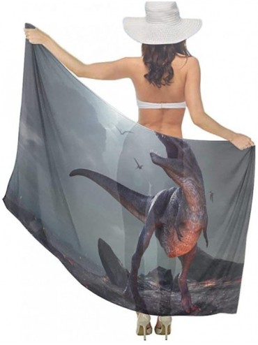 Cover-Ups Women Chiffon Sarong Beach Bikini Cover Up Wedding Party Shawls Wraps - Tyrannosaurus Rex Dinosaur - CQ190HIRC9W $2...