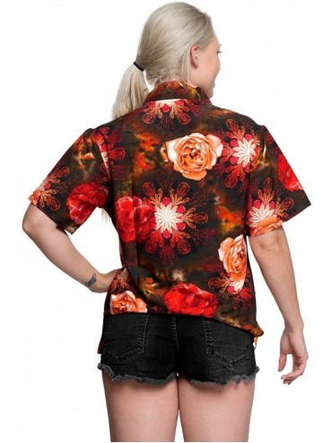 Cover-Ups Women Plus Size Outwear Regular Fit Hawaiian Shirts for Women Printed A - Spooky Red_x279 - C31820D059Q $16.34