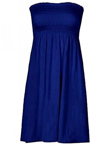 Cover-Ups Women's Sun Strapless Tube Short Dress Summer Dresses Casual Mini Beach Cover Up - Royal Blue - C9190H42E26 $34.83