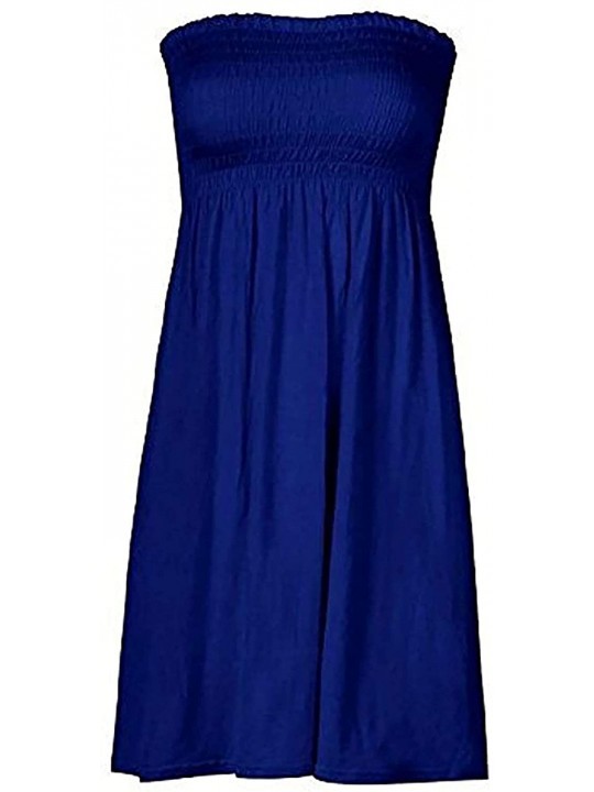 Cover-Ups Women's Sun Strapless Tube Short Dress Summer Dresses Casual Mini Beach Cover Up - Royal Blue - C9190H42E26 $18.10