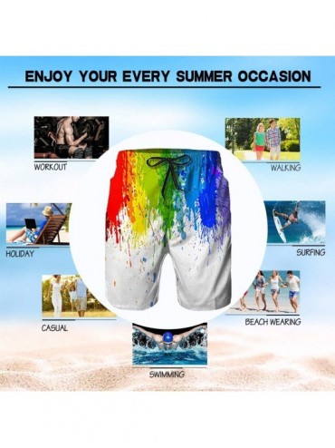 Board Shorts Boys Board Shorts Colorful Leopard Print Quick Dry Swim Surf Trunks - CA18QMLLHA4 $31.47