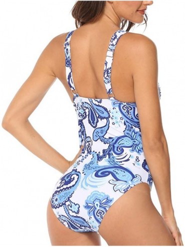 Rash Guards Womens One Piece Swimsuit Padded Push up Monokini Bathing Suits Tummy Control Swimwear Bikini Sets - White - CS19...