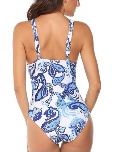 Rash Guards Womens One Piece Swimsuit Padded Push up Monokini Bathing Suits Tummy Control Swimwear Bikini Sets - White - CS19...