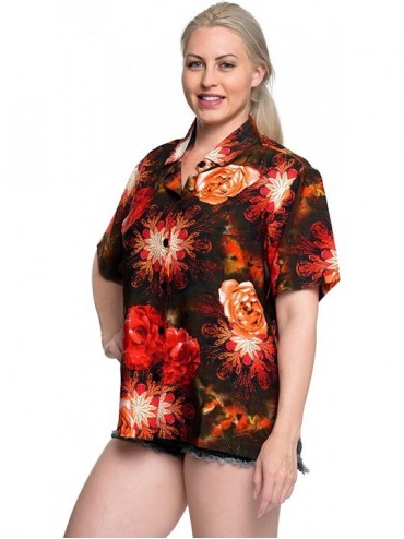 Cover-Ups Women Plus Size Outwear Regular Fit Hawaiian Shirts for Women Printed A - Spooky Red_x279 - C31820D059Q $16.34