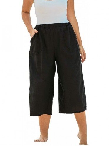Bottoms Women's Plus Size Wide-Leg Culotte Pant Swimsuit Bottoms - Black (1289) - CY195SOS8WL $69.72