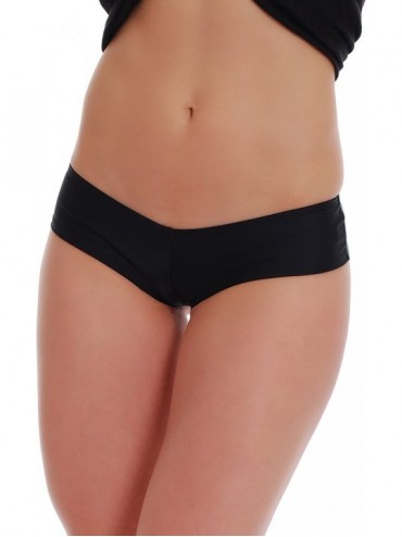 Bottoms Sexy Women's Bikini Bottom Brazilian Boyshorts - Made in EU Lady Swimwear 107 - Black - CP1950ZXD7X $32.99
