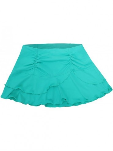 Cover-Ups Women's Solid Ruffle Layered Swimsuit Beach Cover Up Skirt - Catalina Green - C1184T35U3M $33.14
