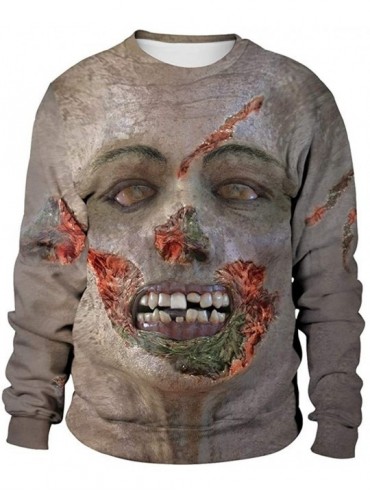 Rash Guards Halloween Mens Casual Scary Lover 3D Print Party Long Sleeve Hoodie Top Blouse - Gray - C018YHGDMC6 $20.61