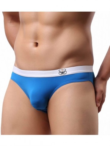 Briefs Men's Fashion Swim Briefs Smooth Nylon Fabrics Quick-Drying Underwear B1141 - Blue - C412JUOCI4T $10.27