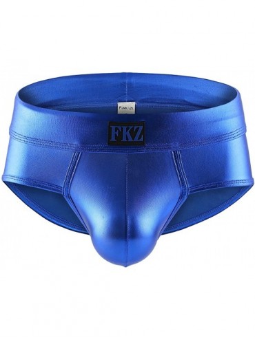 Briefs Men's Shiny Metallic Mini Boxer Briefs Performance Trunks Underpants - Blue - C818ADXQHLN $21.15