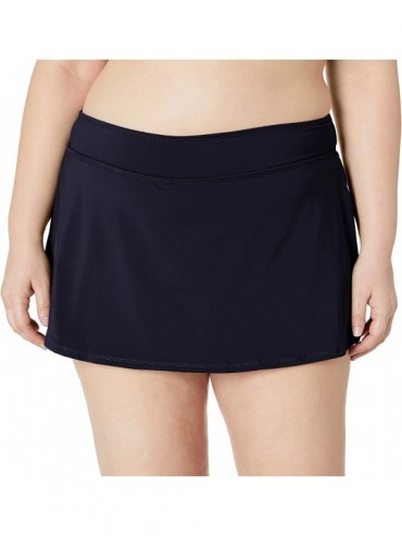 Tankinis Women's Plus Size Solid Rock Skirted Bikini Swim Bottom - Navy - CH18ZQ6ZR40 $83.36