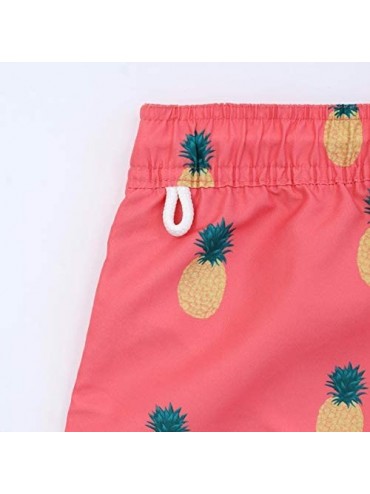 Trunks Mens Swim Trunks Quick Dry Funny Swim Shorts with Mesh Lining Swimming Trunks for Men - Pineapple-pink - CF18W4XZO4Y $...