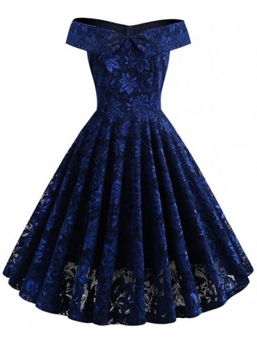 Rash Guards Women's Summer Sleeveless Halter Neck Lace Solid Color Loose Mini Dress - Blue - C818TQZISAS $27.60