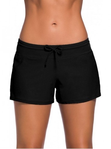Board Shorts Women Sports Summer Bottom Slit Swim Beach Board Shorts - A Black - C712J0K7MZ3 $14.25