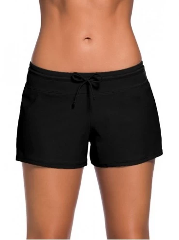Board Shorts Women Sports Summer Bottom Slit Swim Beach Board Shorts - A Black - C712J0K7MZ3 $33.57