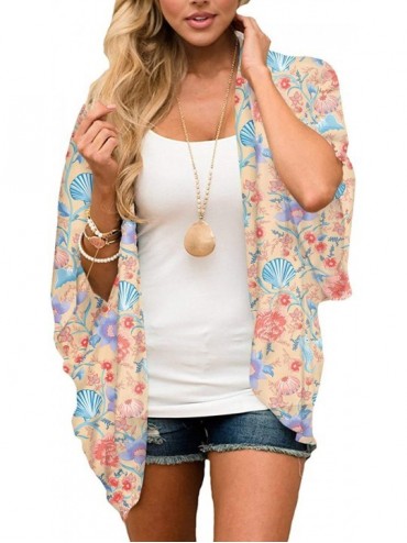 Cover-Ups Women's Cardigan-Sheer Kimono Loose Summer Floral Print Cover Ups - Type 27 - CR199DXLRGE $29.79