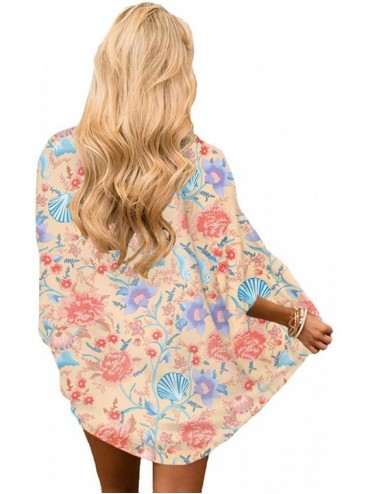 Cover-Ups Women's Cardigan-Sheer Kimono Loose Summer Floral Print Cover Ups - Type 27 - CR199DXLRGE $16.51