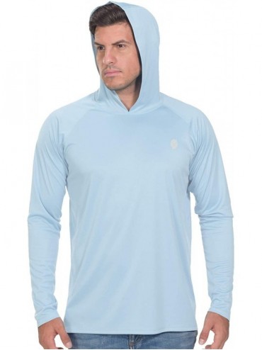 Rash Guards Fishing Shirts for Men Long Sleeve - Sun Protection SPF 50+ UV Tshirt Hoodies - Carolina Blue - CC196X9D2TI $41.63