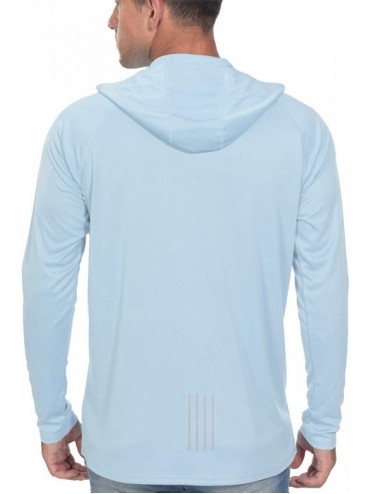 Rash Guards Fishing Shirts for Men Long Sleeve - Sun Protection SPF 50+ UV Tshirt Hoodies - Carolina Blue - CC196X9D2TI $21.38