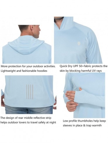 Rash Guards Fishing Shirts for Men Long Sleeve - Sun Protection SPF 50+ UV Tshirt Hoodies - Carolina Blue - CC196X9D2TI $21.38
